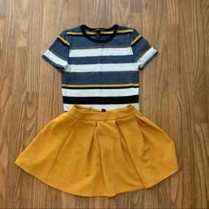 Set: crop tops+ plaid skirt